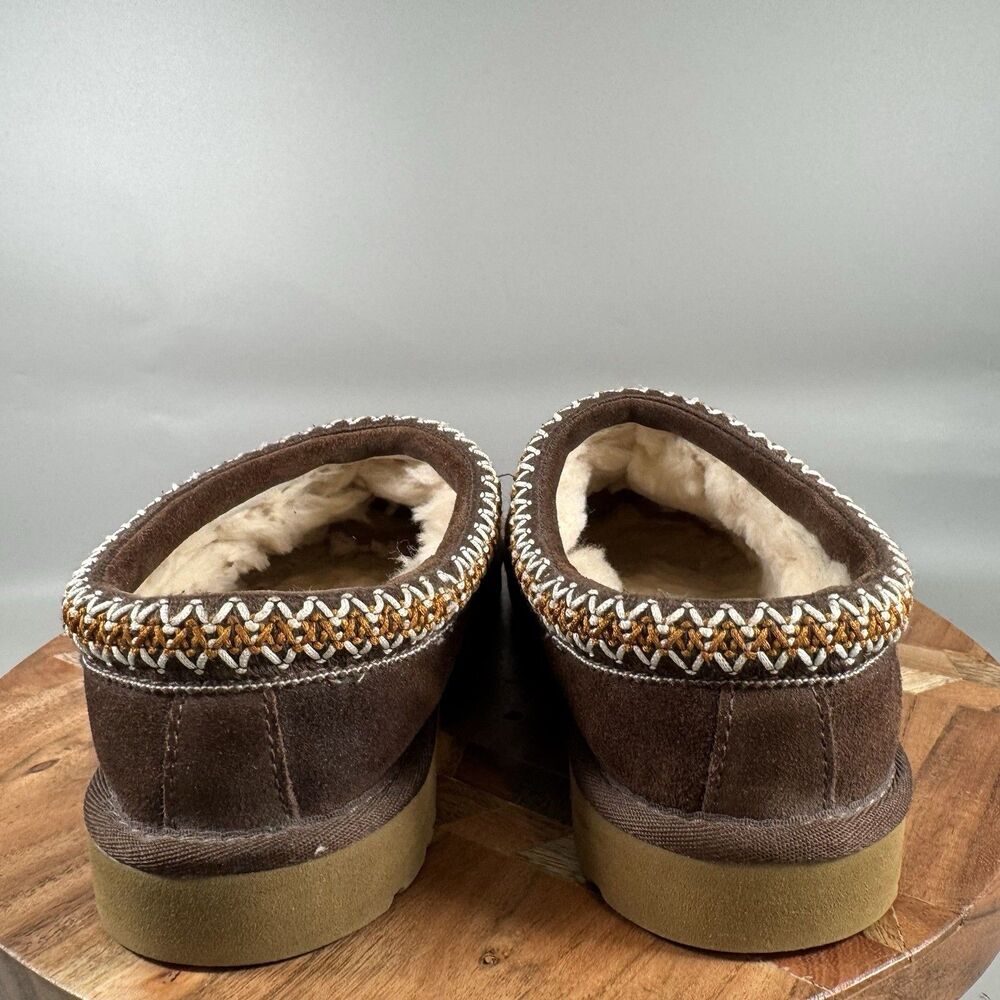 UGG Tasman Clogs Womens 9 Brown Suede Shearling Slippers Comfort Shoes - Picture 4 of 7